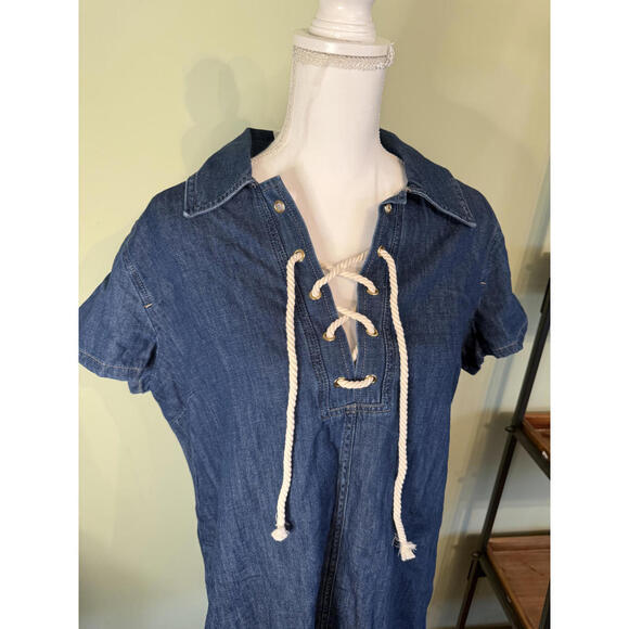NWT! J.Crew Lace-up Denim Mini Dress Size 14 - Picture 7 of 7